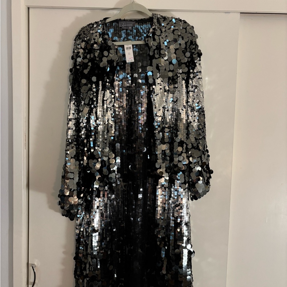 Sequin Black and Silver Women's Duster